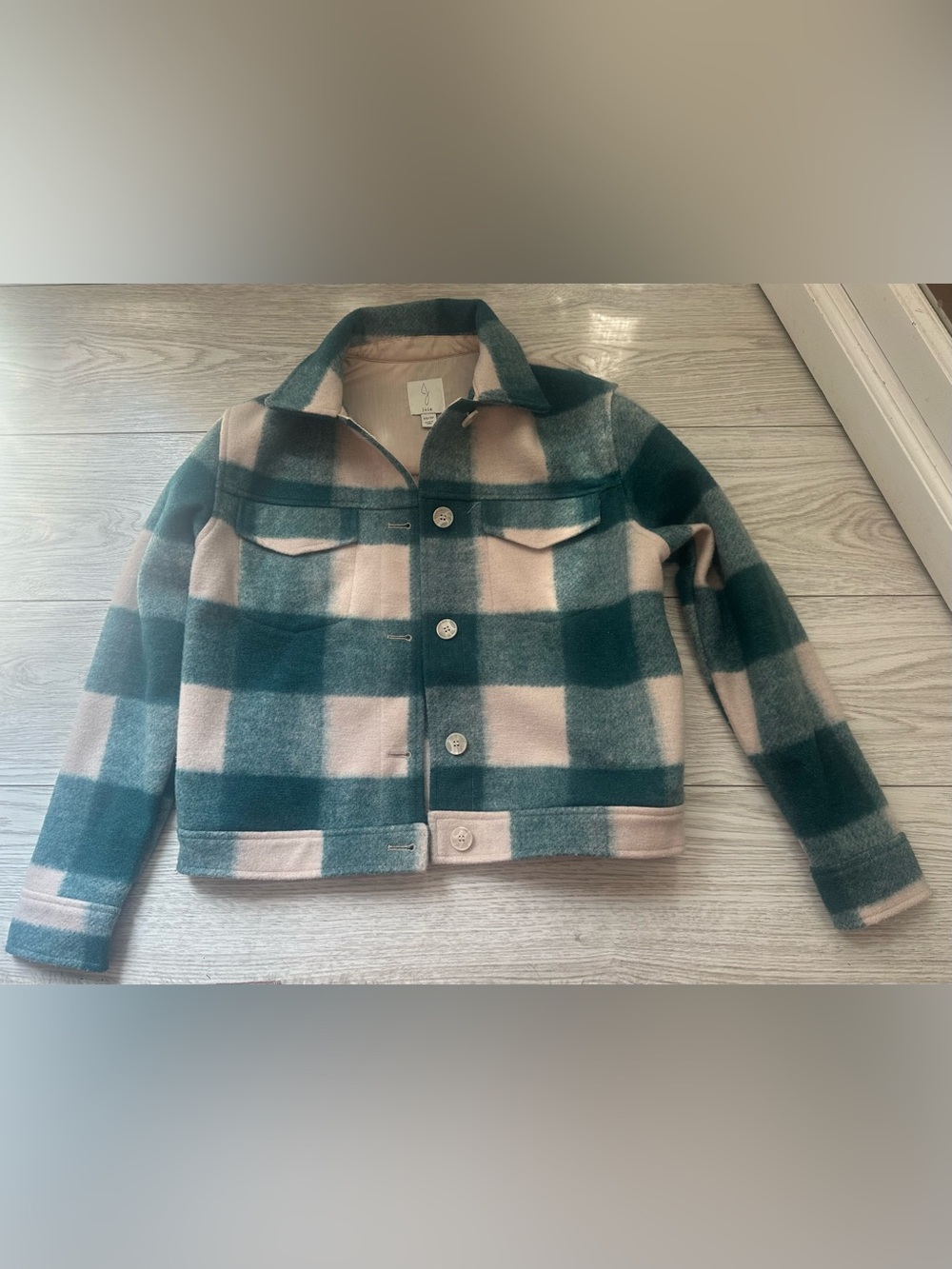 Joie Green & Cream Plaid Green  Jacket XS